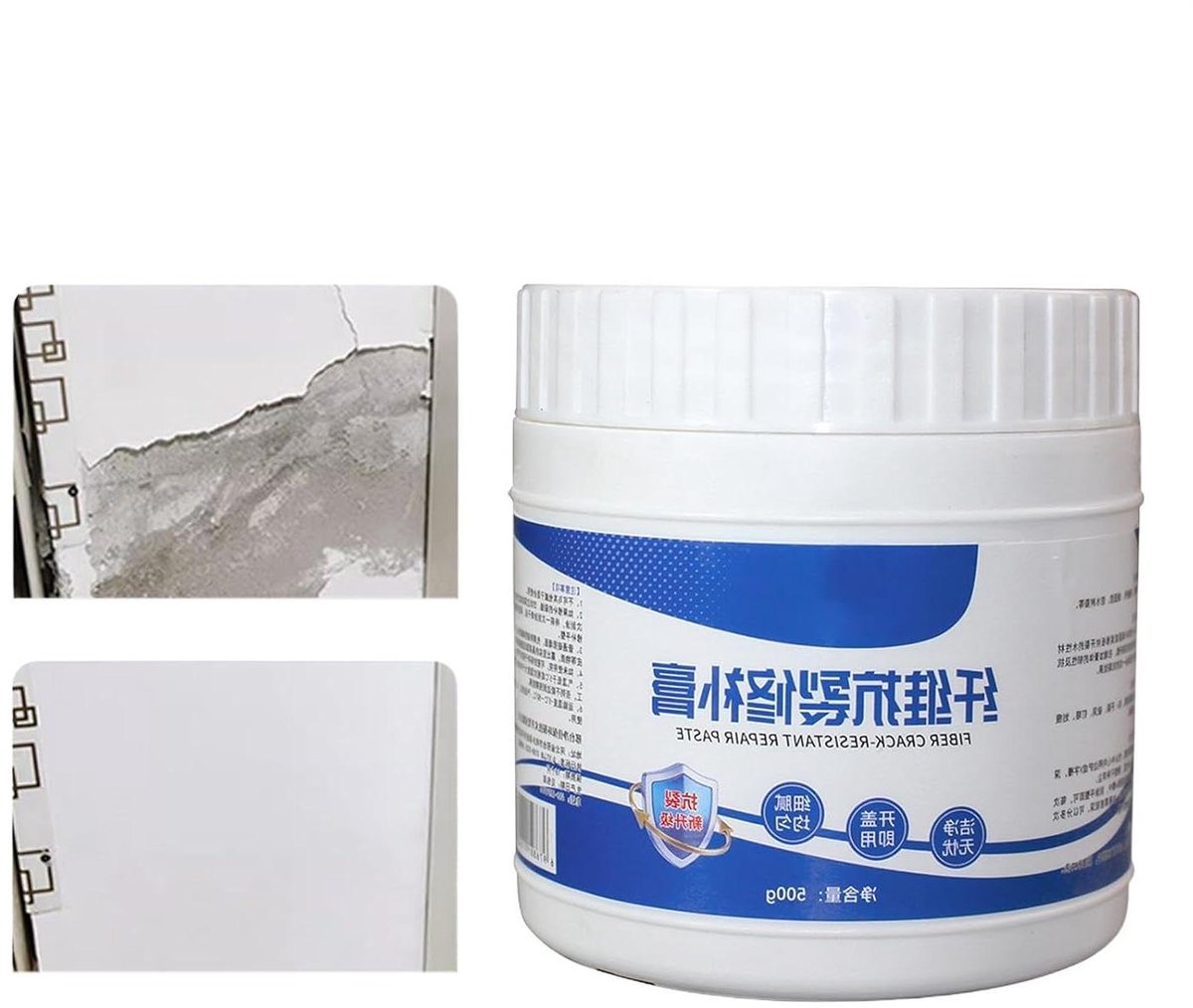 Muurreparatiepasta - Beton Scheurvuller - Muren Herstellen - Vezelversterkt Waterdicht - 500g - Wit