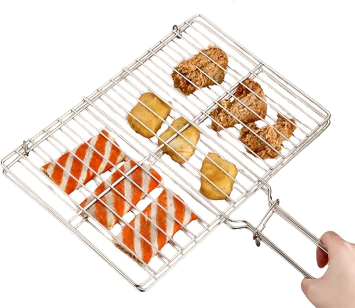 Grillmand RVS - Vismand Kipmand - Buiten Grillen - Roestvrij Staal - 41 x 34.6 cm - Zilver