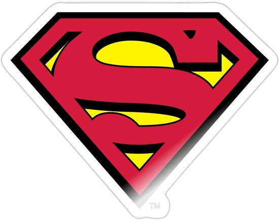 Superman S Schild Origineel Logo Sticker maat S (10 x 10 cm)