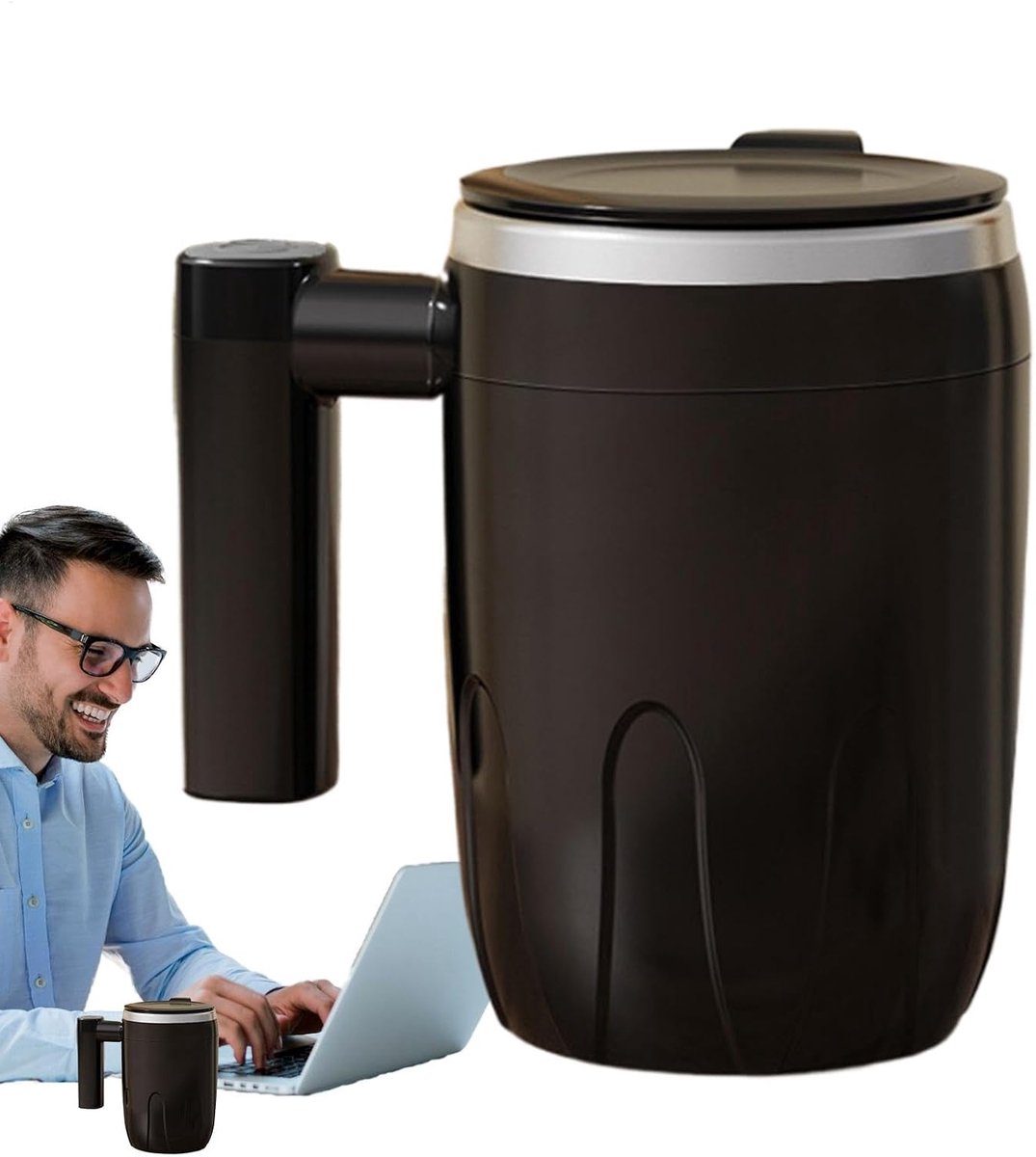 Automatische Roerbeker - Zelfroerend Mok - Koffie Maken - Geïntegreerd Magneetsysteem - 380 ml - Zwart