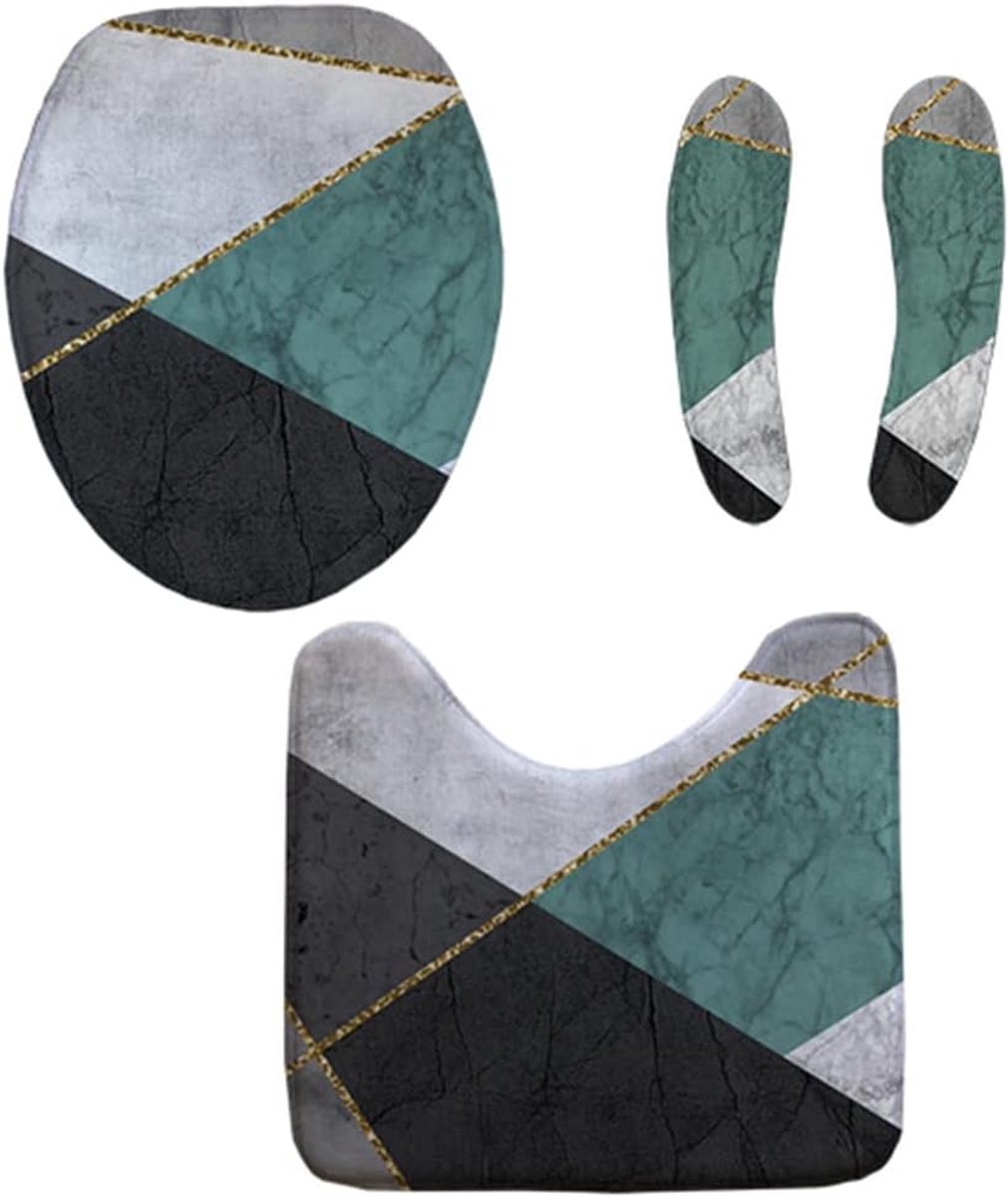Toiletkussen Set - U-vormig Kussen - Badkamer Comfort - Geometrisch Patroon - 3-delig - Meerkleurig