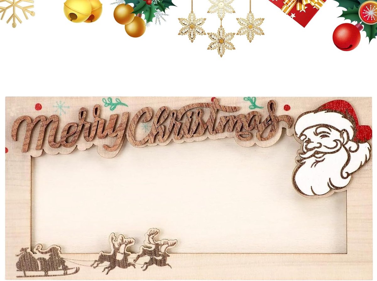 Kerstgeldhouder - Houten doos - Feestelijke gift - Slijtvast materiaal - 18 cm - Kerstman
