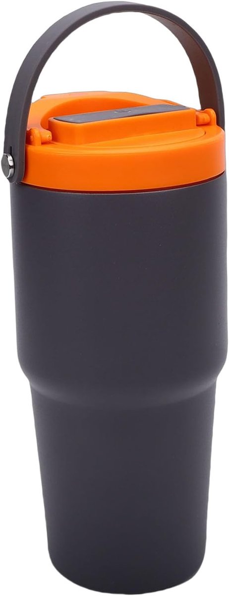 Draagbaar Koffiezetapparaat - Reiskoffiemaker Koffiebeker - Onderweg Koffie Zetten - Elektrische Druk Extractie - 600 ml - Grijs en Oranje