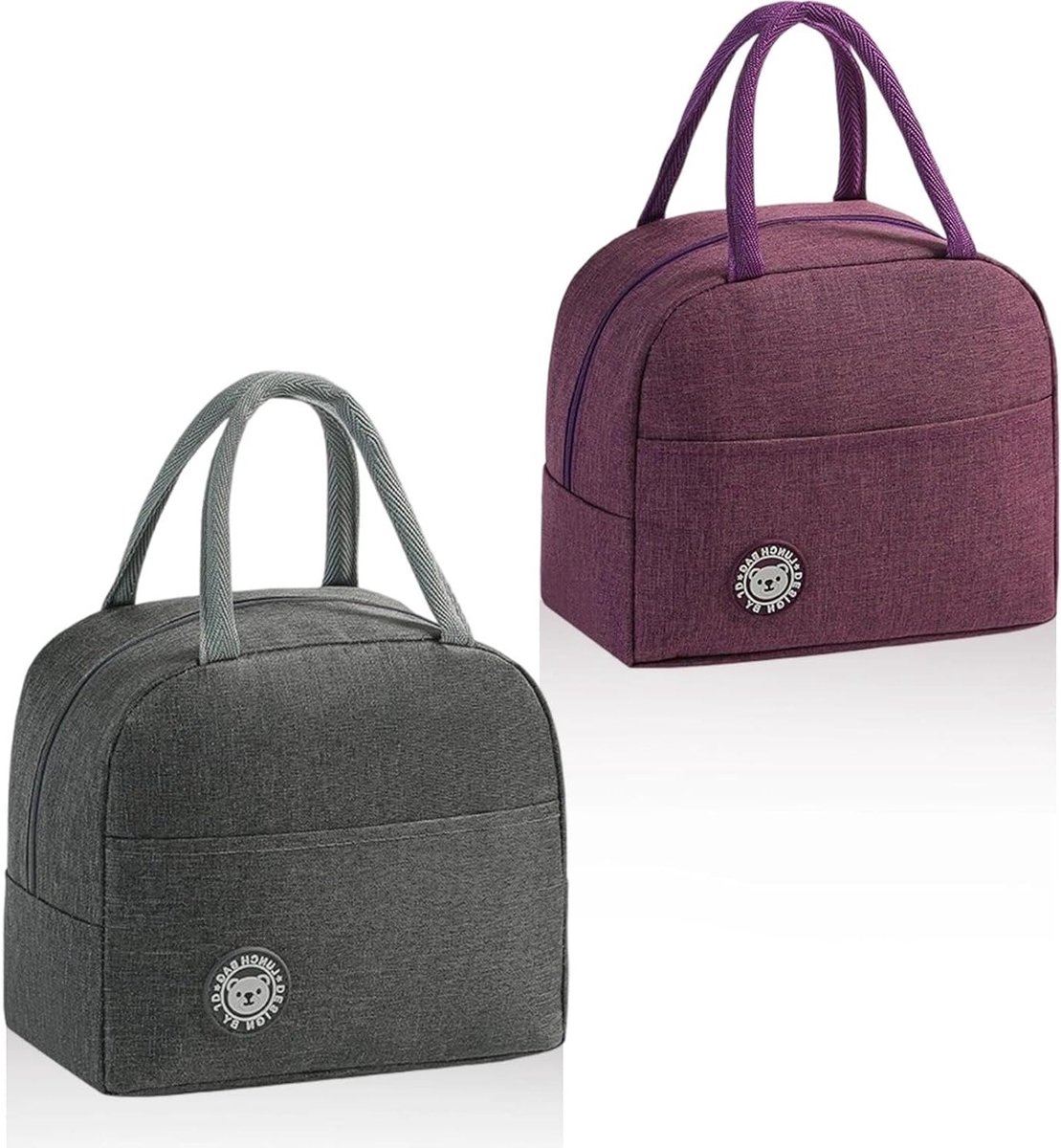 Mini Koeltas 2-Pack met Zijvakken en Handvatten voor Kantoor, Familie en School - Ideaal voor Lunch en Picknick