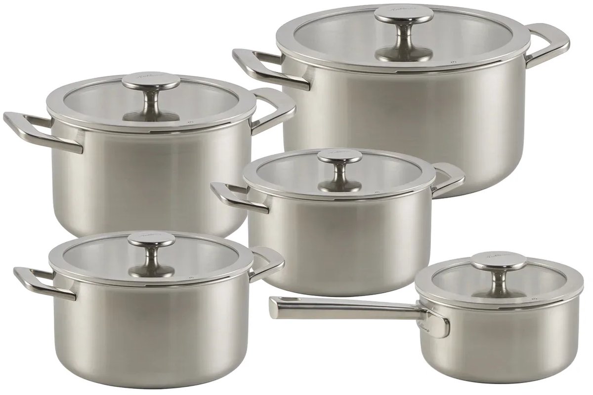 Habonne Allure Pannenset downdraft 5 delig - 5 ply RVS met glasdeksel