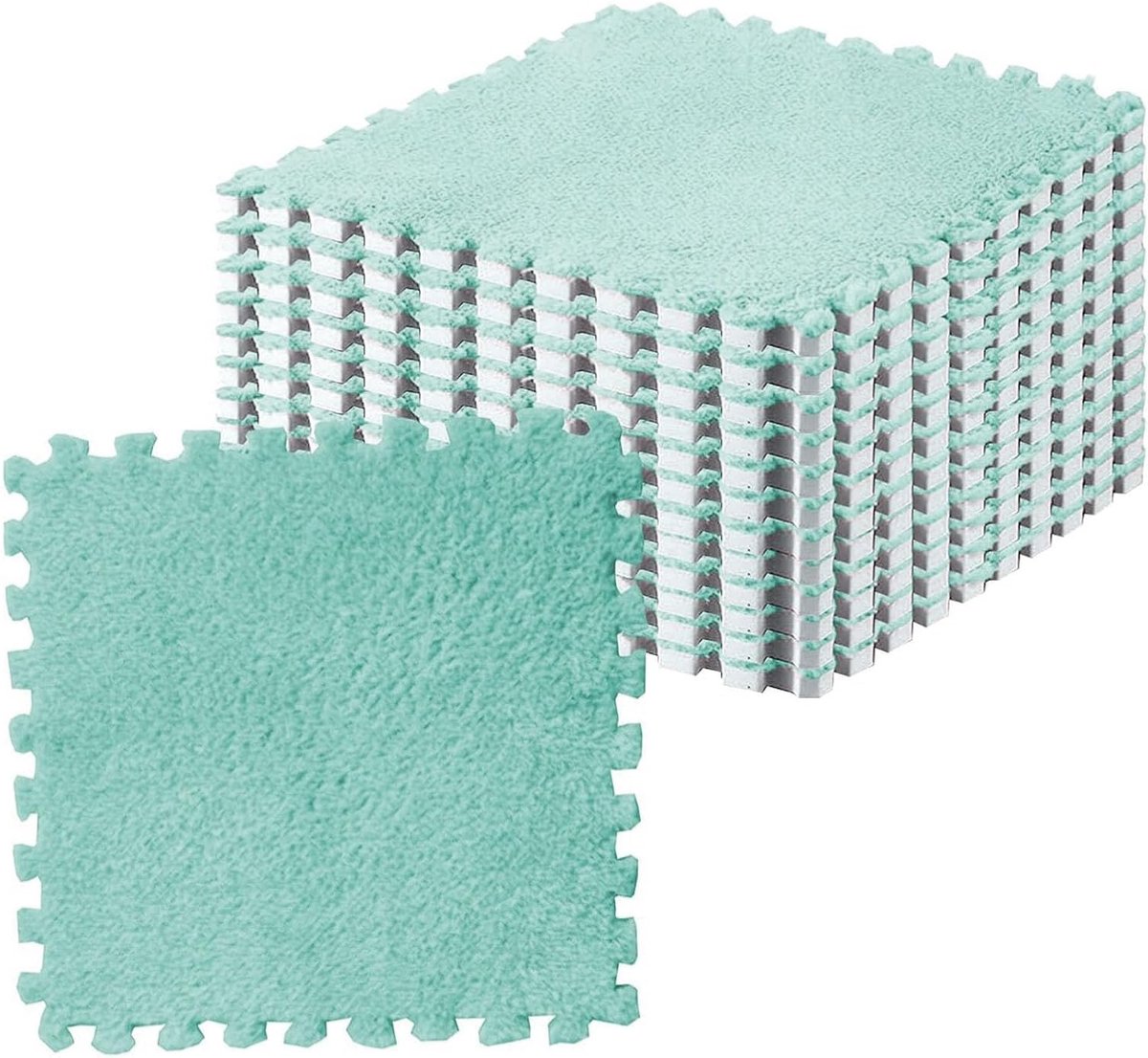 Set van 10 Schuimrubberen Matten, Zacht en Antislip, Perfect voor Speelruimtes en Yoga (Mint Groen)