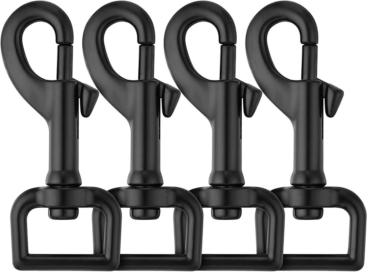 Robuuste carabiners met draaimechanisme voor hondenhalsband, roestvrij staal, 78 x 25 mm, sterk en duurzaam