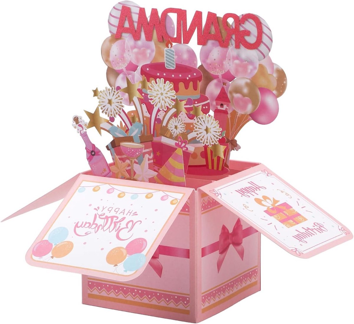 Kleurrijke Pop-Up Verjaardagskaart voor Grootmoeder met Envelop - Creatief Cadeau voor de Beste Oma en Verjaardagscadeau voor Grootmoeder