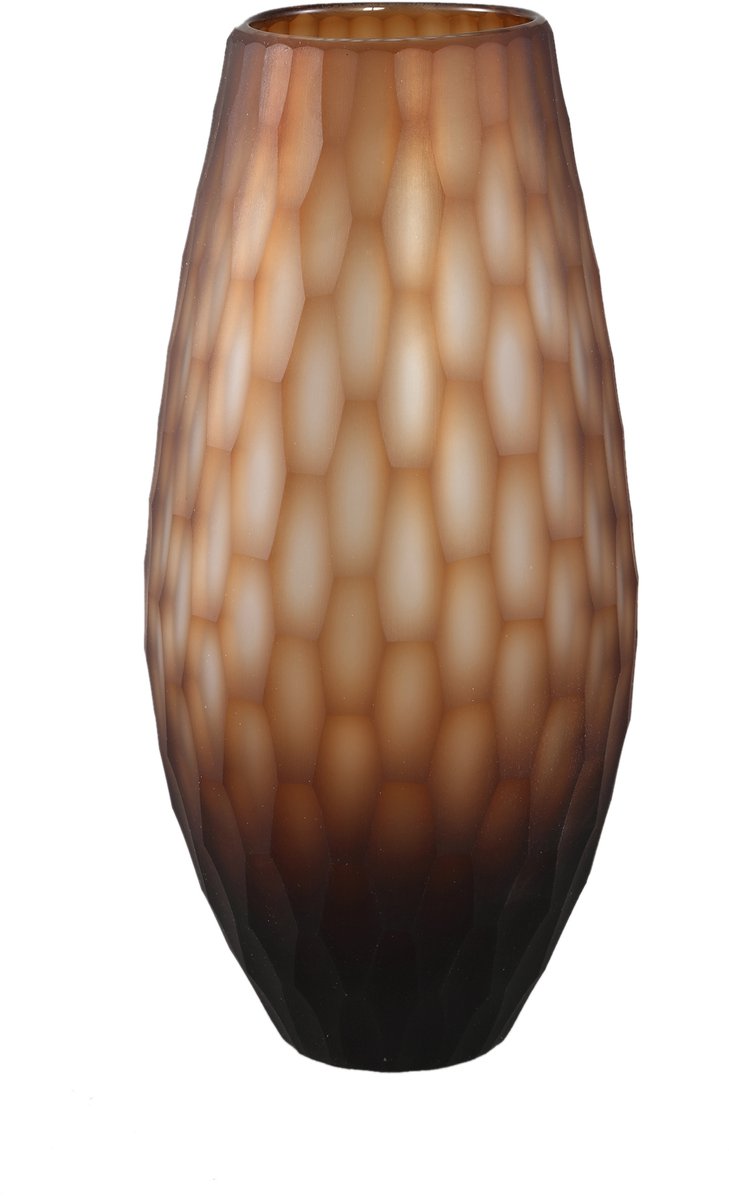 PTMD Niels Dark Brown Handcut Solid Glass Vase Round L