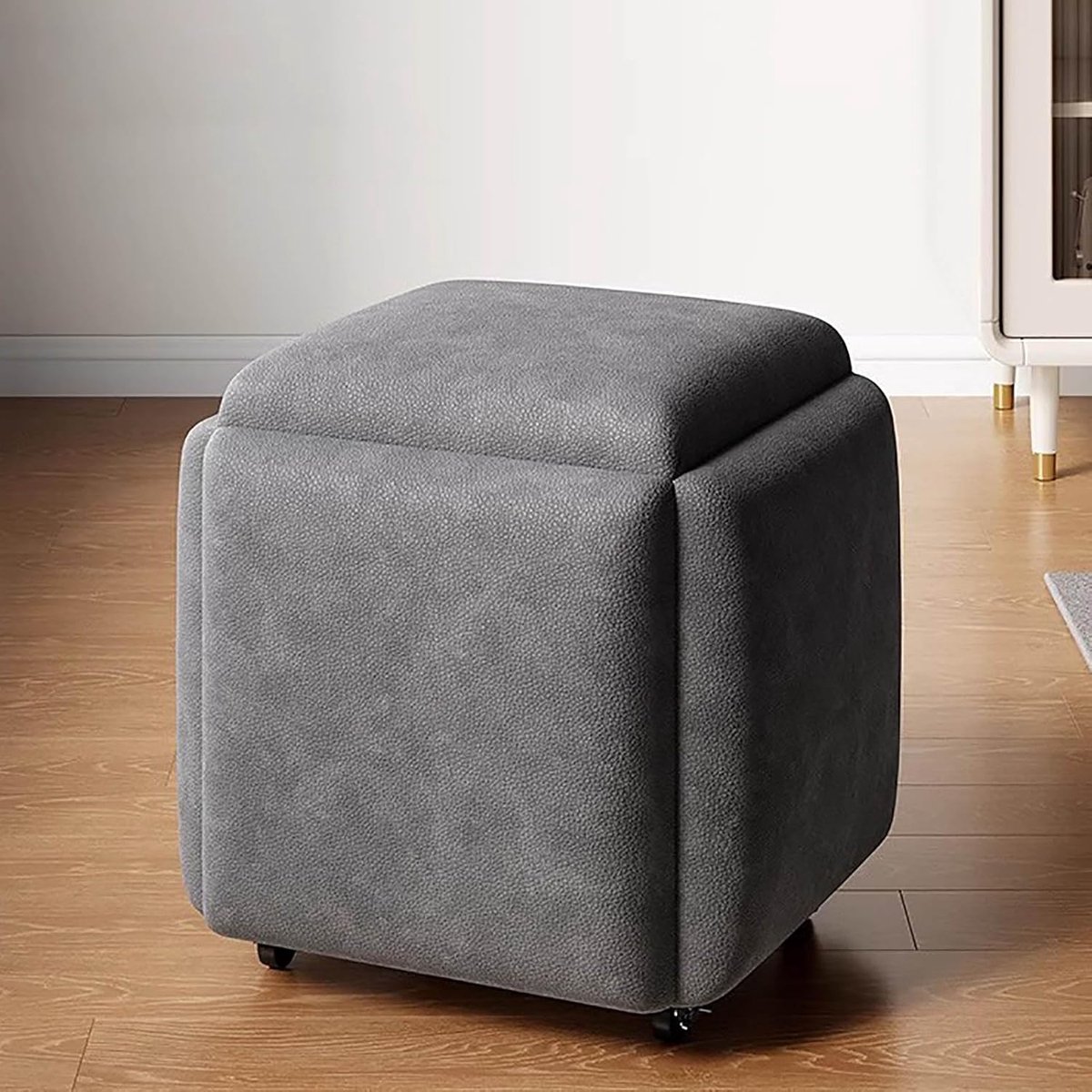 Zitkubus Ottomaan - Opbergkruk Bank - Extra Zitplaats - 5-in-1 Functie - 457 x 457 cm - Grijs