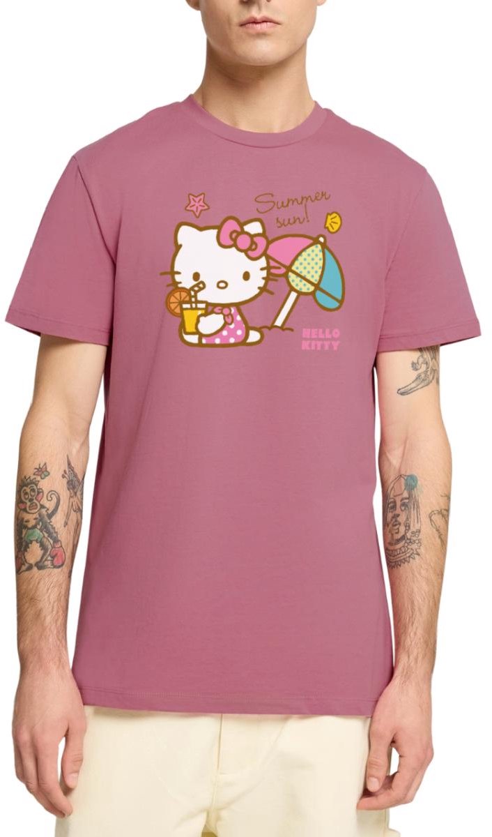 Hello Kitty Op Het Strand Onder Een Zonnescherm Premium T Shirt Heren