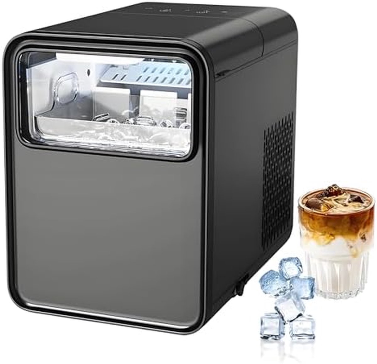 Nugget IJsblokjesmaker - Crushed Ice Machine - Dranken Koelen - Zelfreinigend - 26 lbs per dag - Zwart