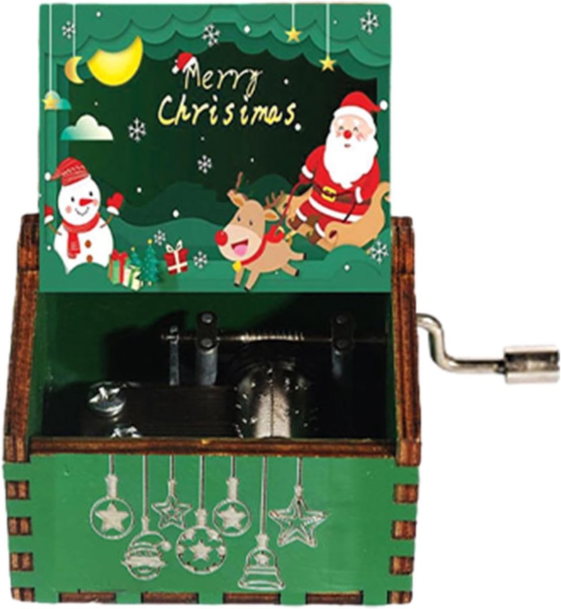 Kerst Muziekdoos - Houten Muziekdoos - Feestelijke Sfeer Creëren - Handgedraaid Uurwerk - 9072 g - Houtkleurig