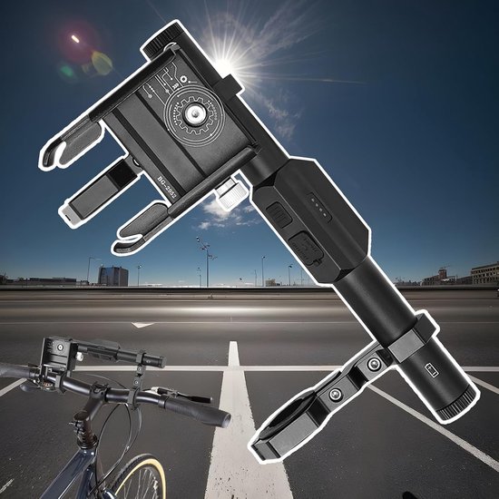 Stuurverlenging Fiets - Fiets Accessoire Stuurhouder - Veilig Fietsen - Geïntegreerde LED Verlichting - 23.2x10.5 cm - Zwart — afbeelding 4