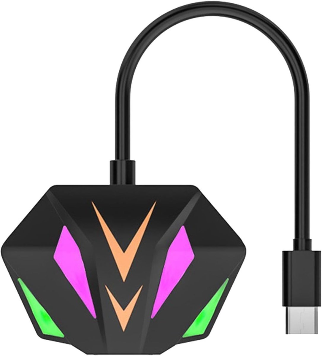 Type-C Ethernet Adapter - Netwerk Adapter - Stabiel Internet - RGB Verlichting - 100mbps - Zwart
