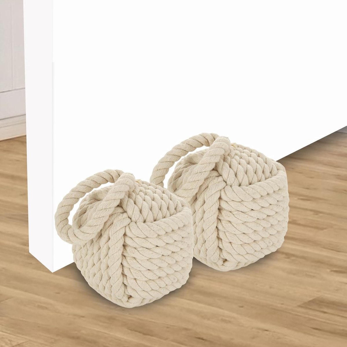 Jute Deurstopper - Touwknoop Stopper - Deur Open Houden - Handgeweven Jute - 135 x 135 cm - Bruin