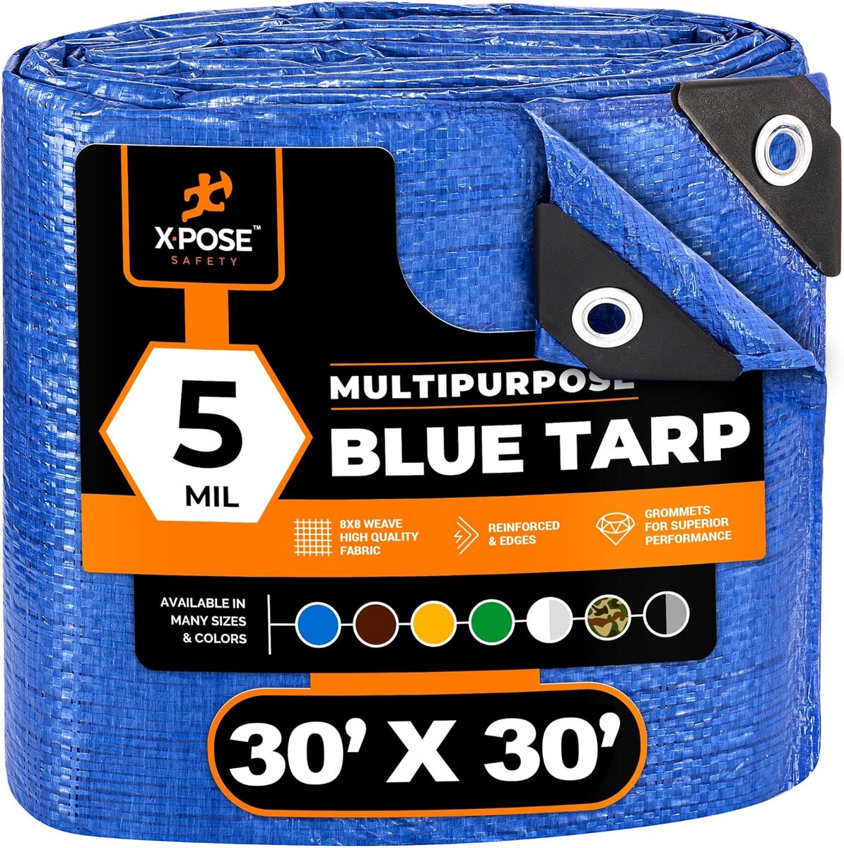 Blauw Poly Zeil - Beschermhoes Drop Cloth - Spullen Afdekken - Waterdicht Weerbestendig - 30 Feet x 30 Feet - Blauw