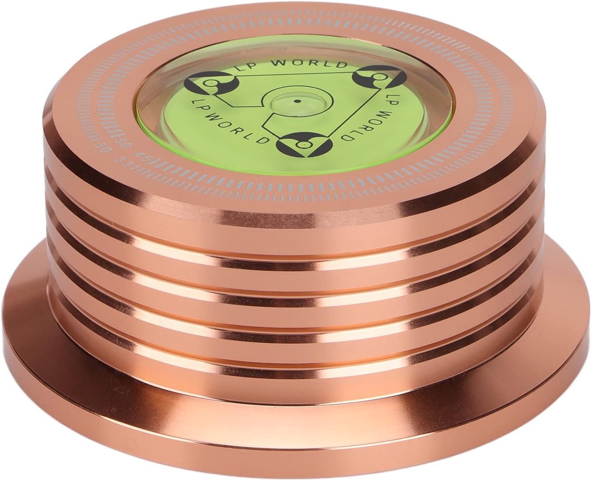 Platenspeler Gewicht Stabilisator - Schijfklem Waterpas - Verbeteren Geluidskwaliteit - Ingebouwde Waterpas - 7 mm Asdiameter - Rosé Goud