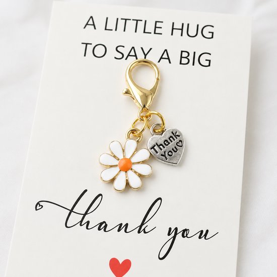 Bedankt Cadeautje - Bloem Sleutelhanger met Bedankkaartje - Set van 7 - Bedankjes Juf & Collega - Kasey