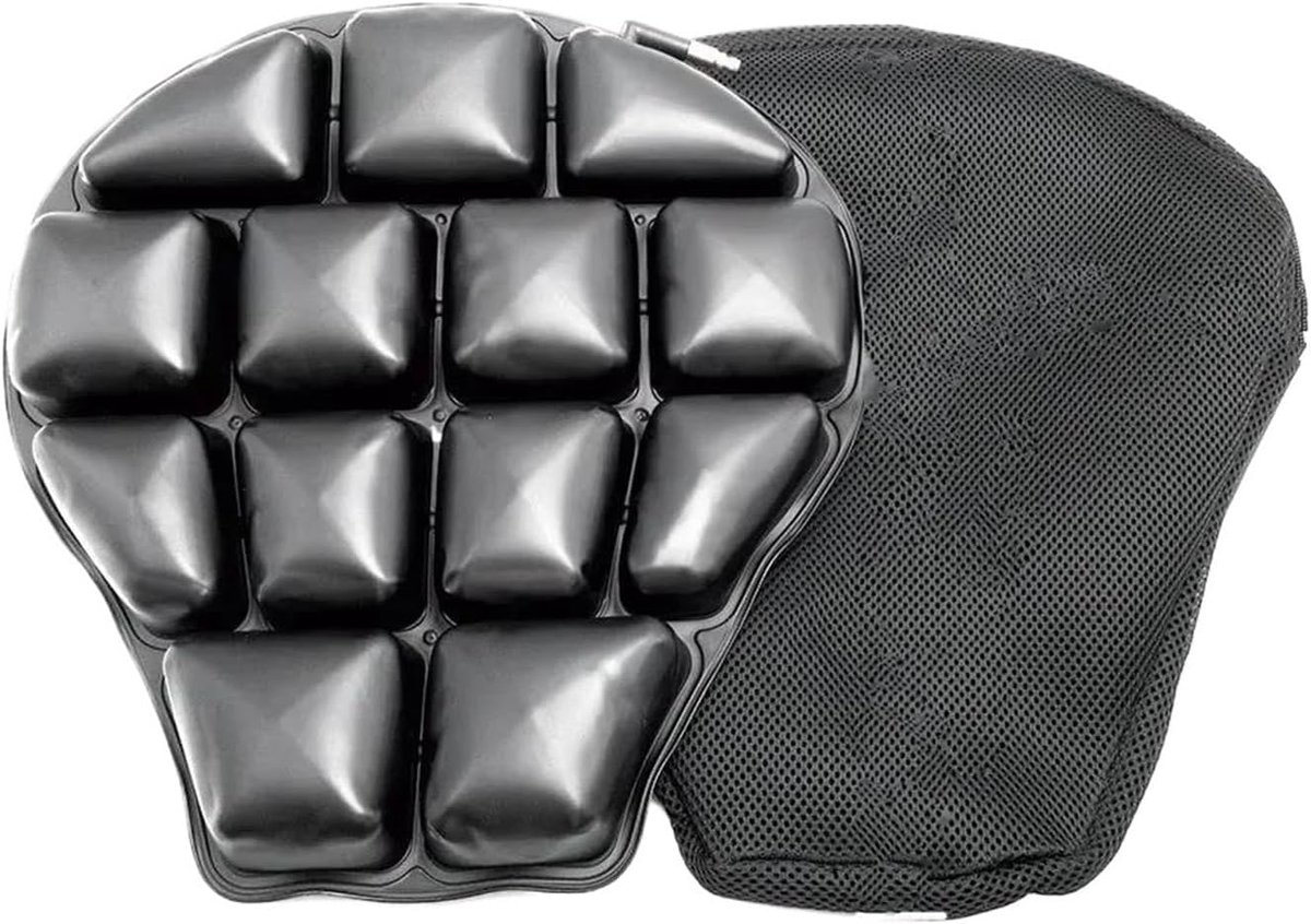 Motorfiets Zitkussen - Luchtkussen Motor - Comfortabel Rijden - Antislip Oppervlak - 36x38 cm - Zwart
