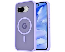 Hoesje Geschikt voor Google Pixel 9a - Compatibel met MagSafe - Matte Beschermhoes - Back Cover met Magneet - Paars