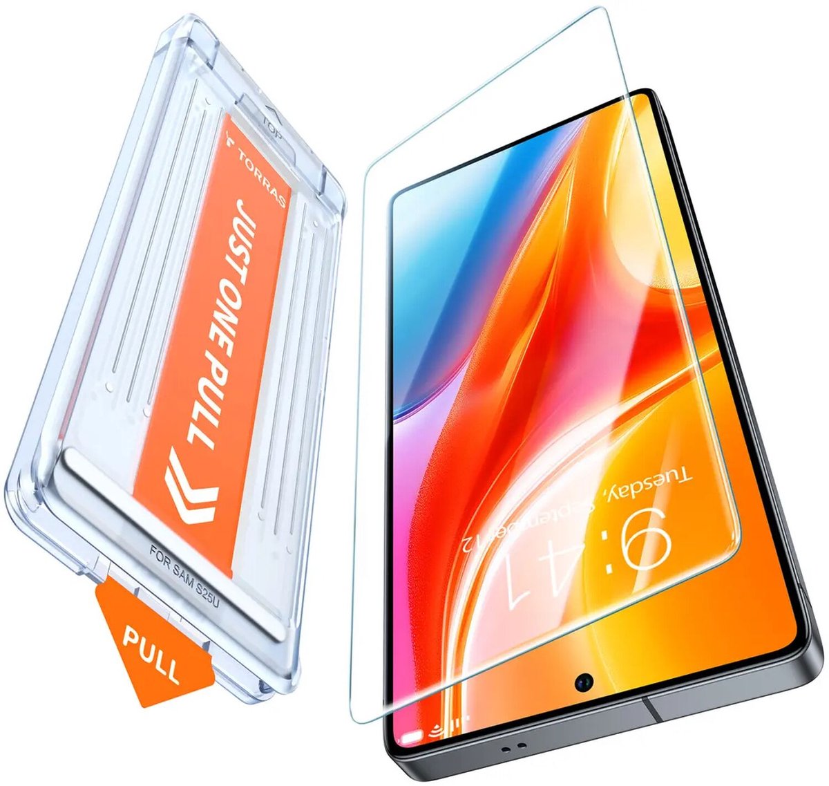 TORRAS Install Master 9H Tempered Glass Geschikt voor Samsung Galaxy S25 - Screen Protector met Frame - Gemakkelijke Installatie - Volledig Dekkend - Militair Getest Glas
