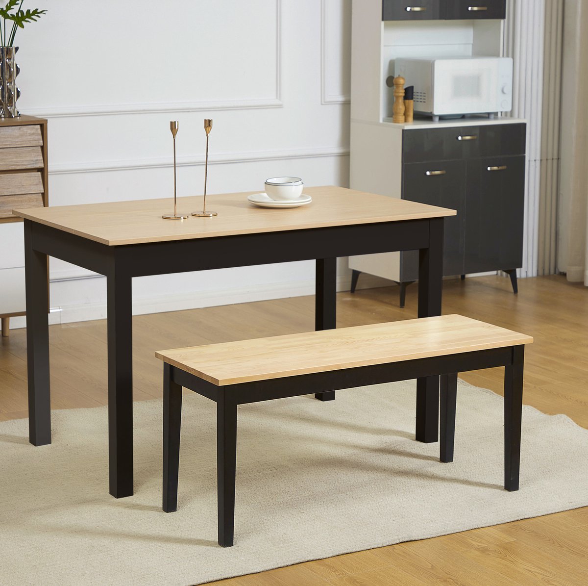 STILVORA Eetbank 102 x 36 x 45 cm - 2-Zits Zitbank Van Grenenhout Met Antislip Voetdoppen - Voor Keuken En Hal - Hout - Naturel