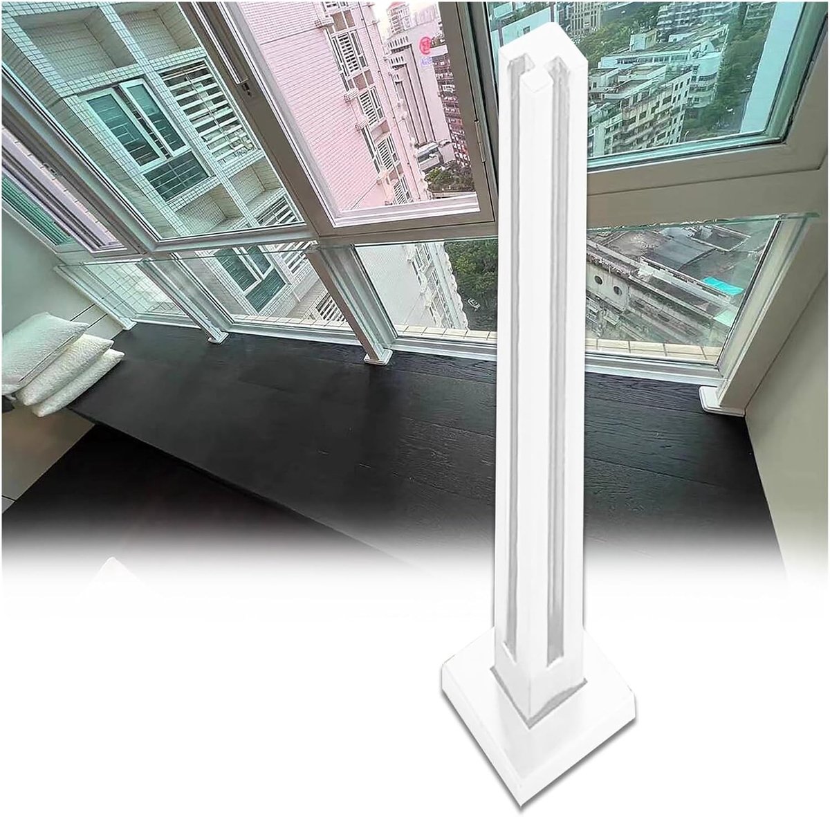 Glazen reling paal - Balkon vangrail - Terras afscheiden - Roestvrij staal 304 - 150 cm hoog - Wit