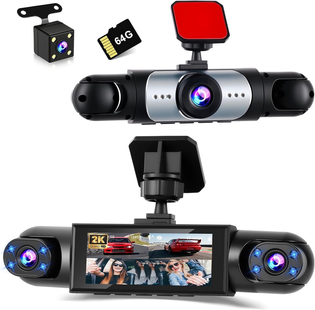 Dash Cam - 4 Kanalen - 360° Bewaking - HD 1080P - Voor Auto's