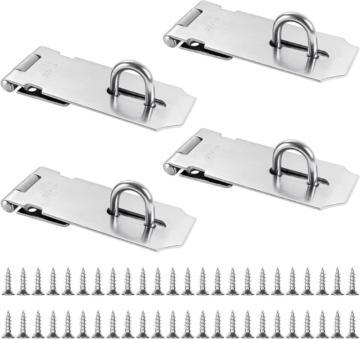 4 Stuks Rvs Hangsloten van 4 Inch met Bevestigingsmaterialen voor Tuindeuren en Kasten
