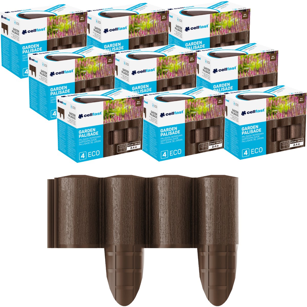 Cellfast Tuin palisade bruin- set van 9 verpakking (17/30cm h/b)