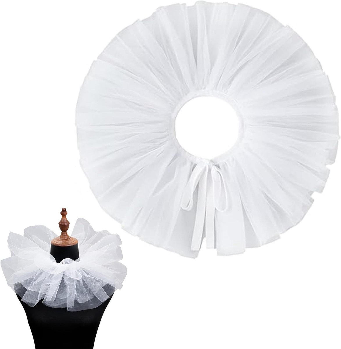 Kraag van gekruld tule voor carnaval en Halloween | Clown accessoires, Victoriaanse stijl, zacht voor cosplay en masquerade evenementen