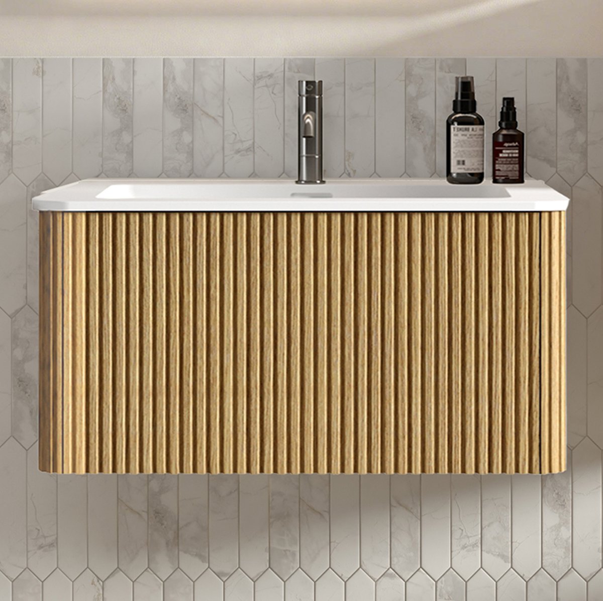 HAUSS SPOLE Badkamermeubel - Wandhangende Wastafel Met Onderkast En Lade - Voor Badkamer E