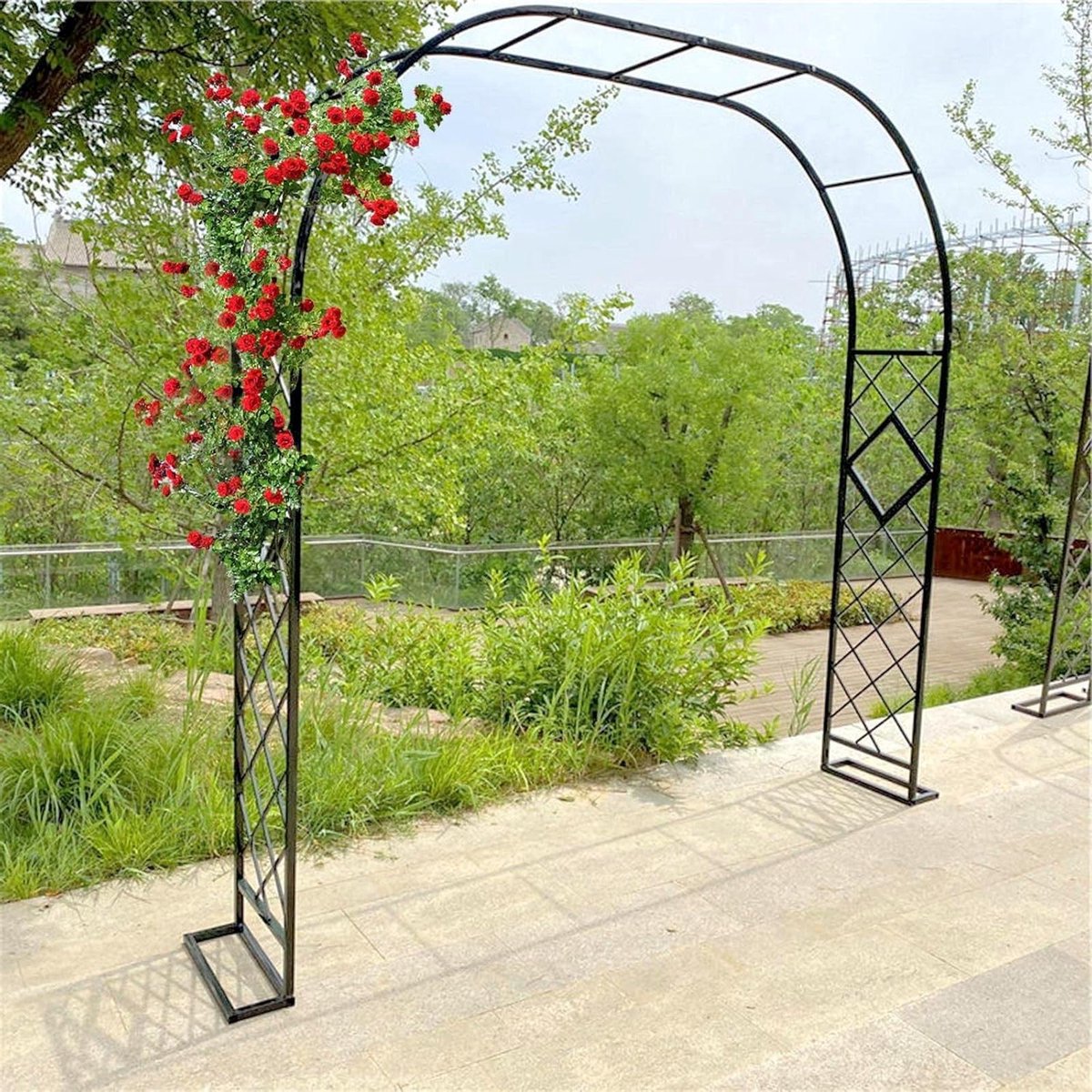 Tuinboog - Klimboog Rankrooster - Planten Ondersteunen - Roestbestendige Coating - 300x270cm - Zwart