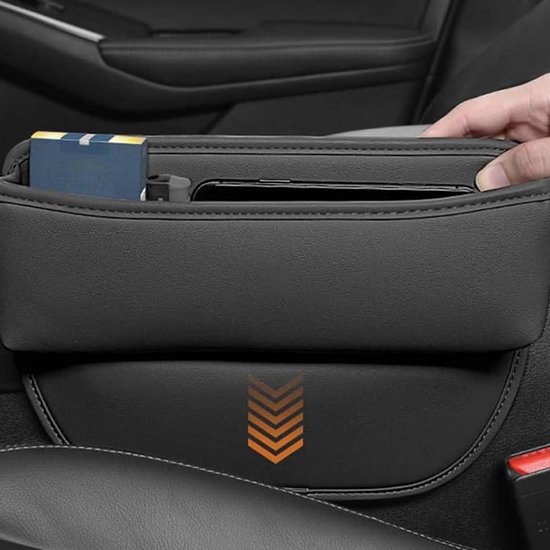 Opbergdoos voor autostoelen, autostoelhouder, opbergbox, middenconsole, auto-accessoires, voorstoelen, zijvak, autostoel, leren opbergtas voor kleine spullen, mobiele telefoons (zwart) van Merkloos — afbeelding 4
