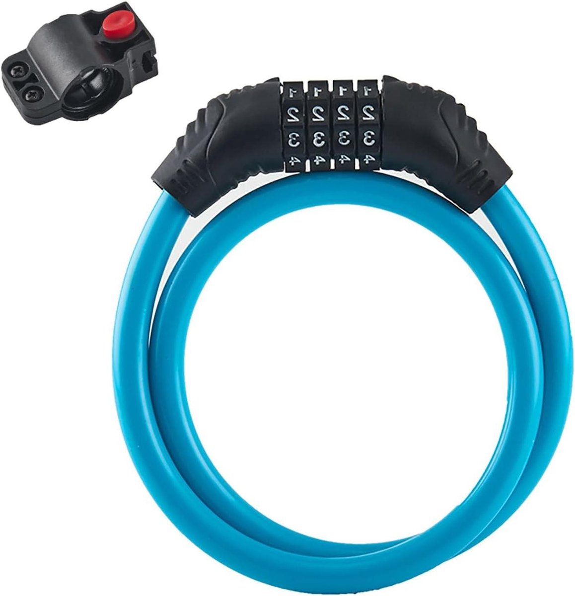 Fiets combinatieslot - Spiraalkabel slot - Fiets beveiligen - 4-cijferig instelbaar - 65 cm - Blauw