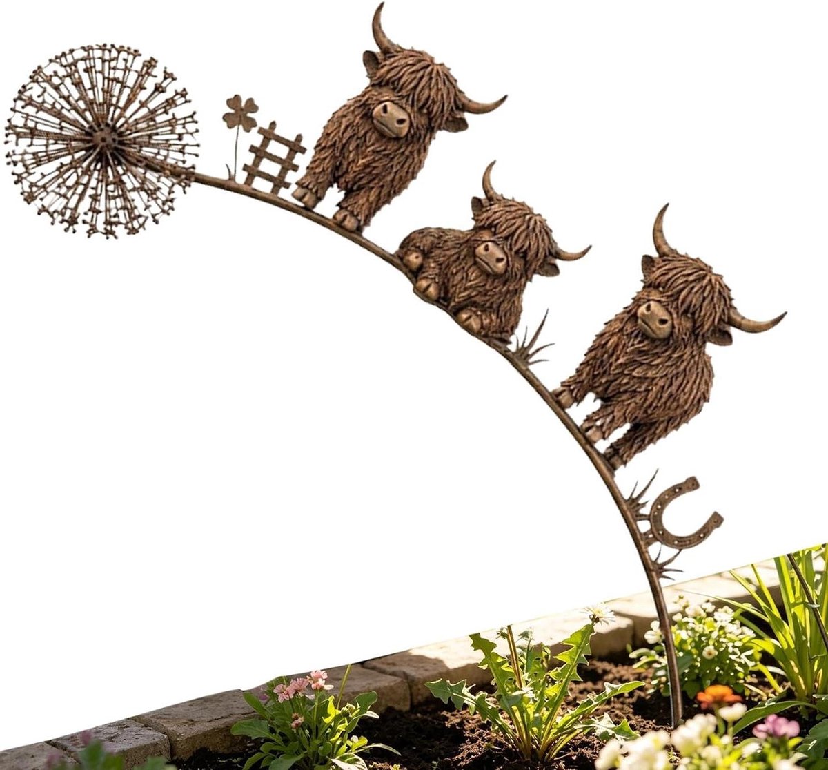Metalen Tuinstokken - Tuinkunst Decoratie - Buiten Versieren - Roestvrij Weerbestendig - 60 cm - Bruin