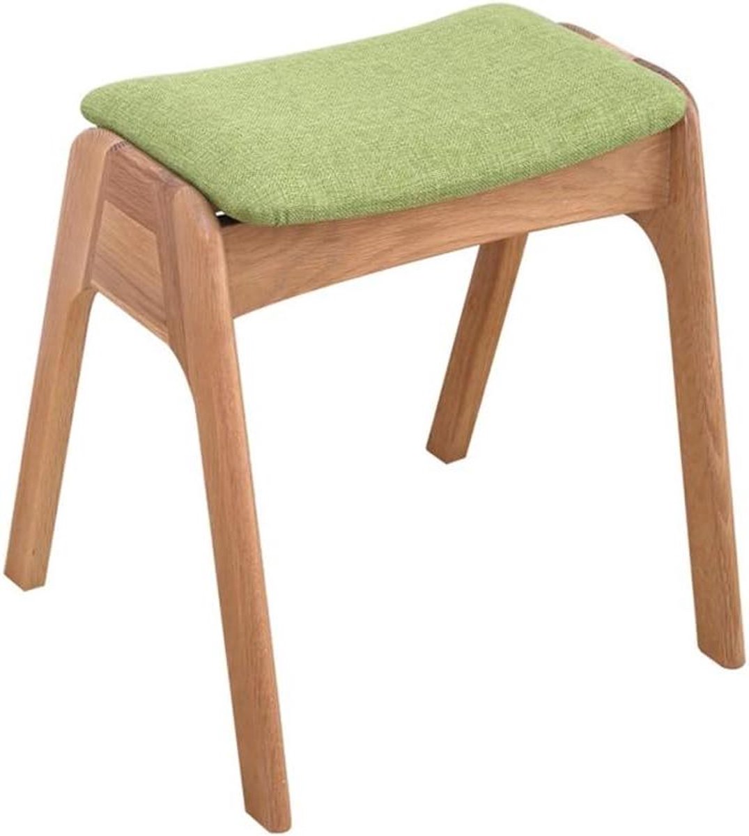 Houten poef - Voetenbank bankje - Extra zitplaats - Stevige eiken constructie - 43x40x44 cm - Groen