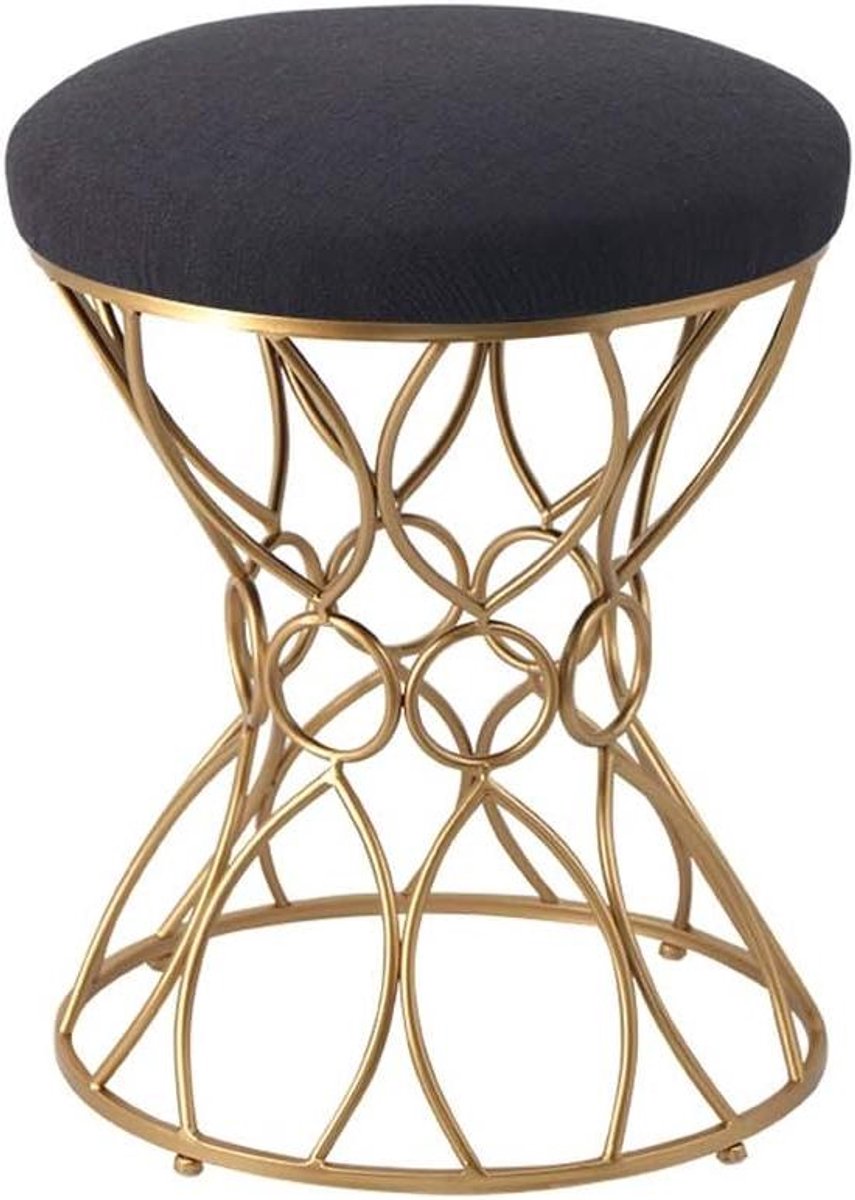 Ronde Poef - Ottomaanse Kruk - Zitcomfort Vergroten - Antislipmatten - 39x47cm - Zwart