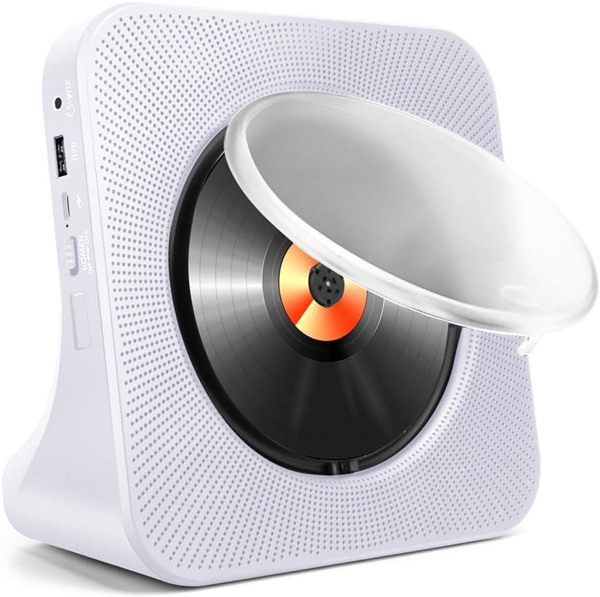 Draagbare CD-speler met Bluetooth en FM-radio, CD-muziekspeler met afstandsbediening, AUX & USB, stijlvolle decoratie voor thuis