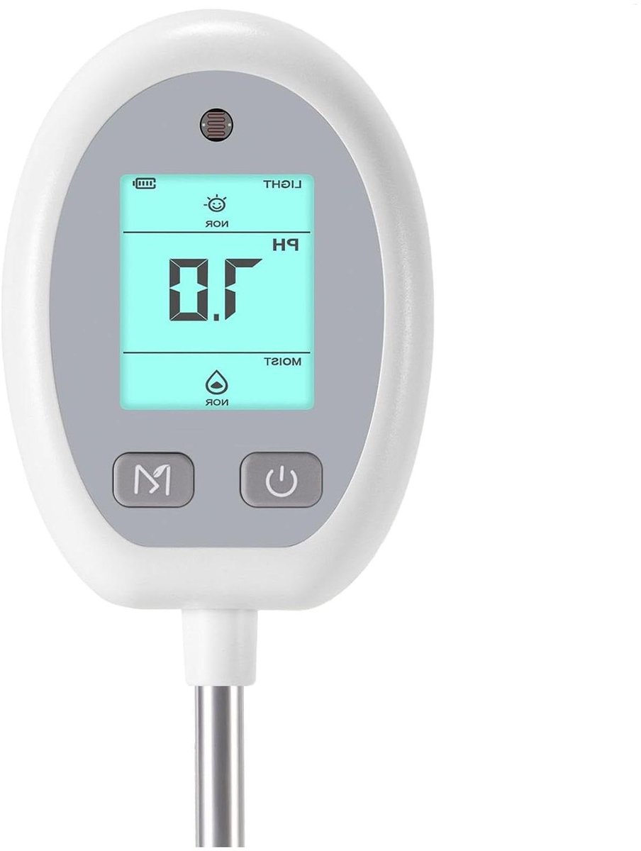 Bodemtester Planten - Tuinmeter Vochtigheid - Planten Groei Optimaliseren - 6-in-1 Functies - 31 cm Lengte - Wit