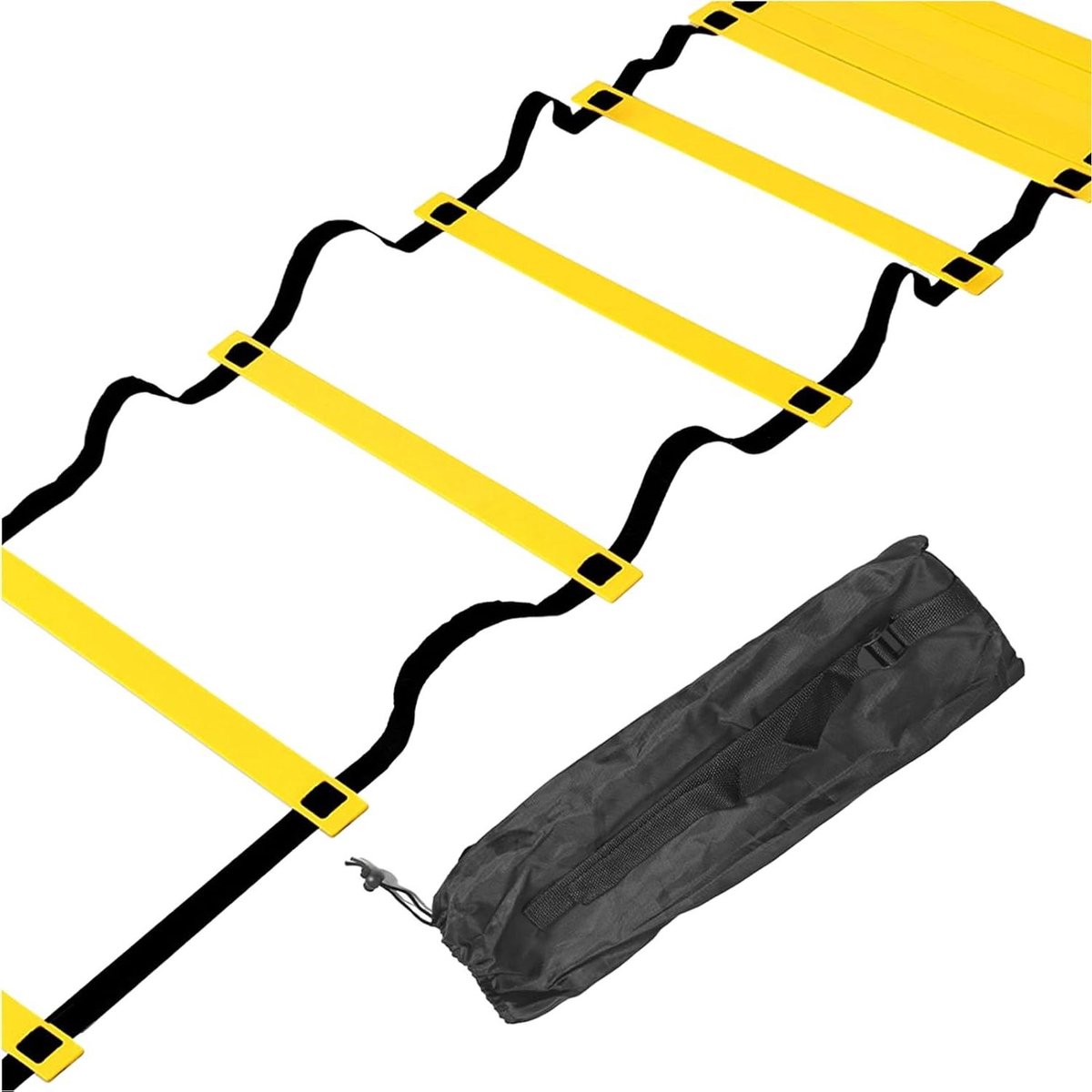 Trainingsladder - Snelheidsladder Voetbal - Verbeter Snelheid - Vaste Breedte Ontwerp - 6 Meter Lengte - Zwart