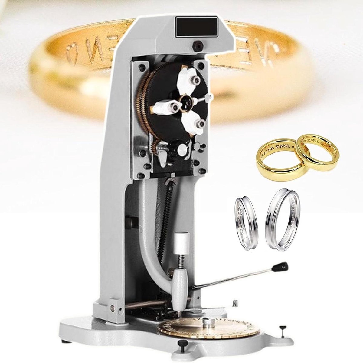 Ring Graveermachine - Sieraad Graveerder - Ringen Personaliseren - Dubbelzijdige Wijzerplaat - 15-20 mm Tekens - Grijs