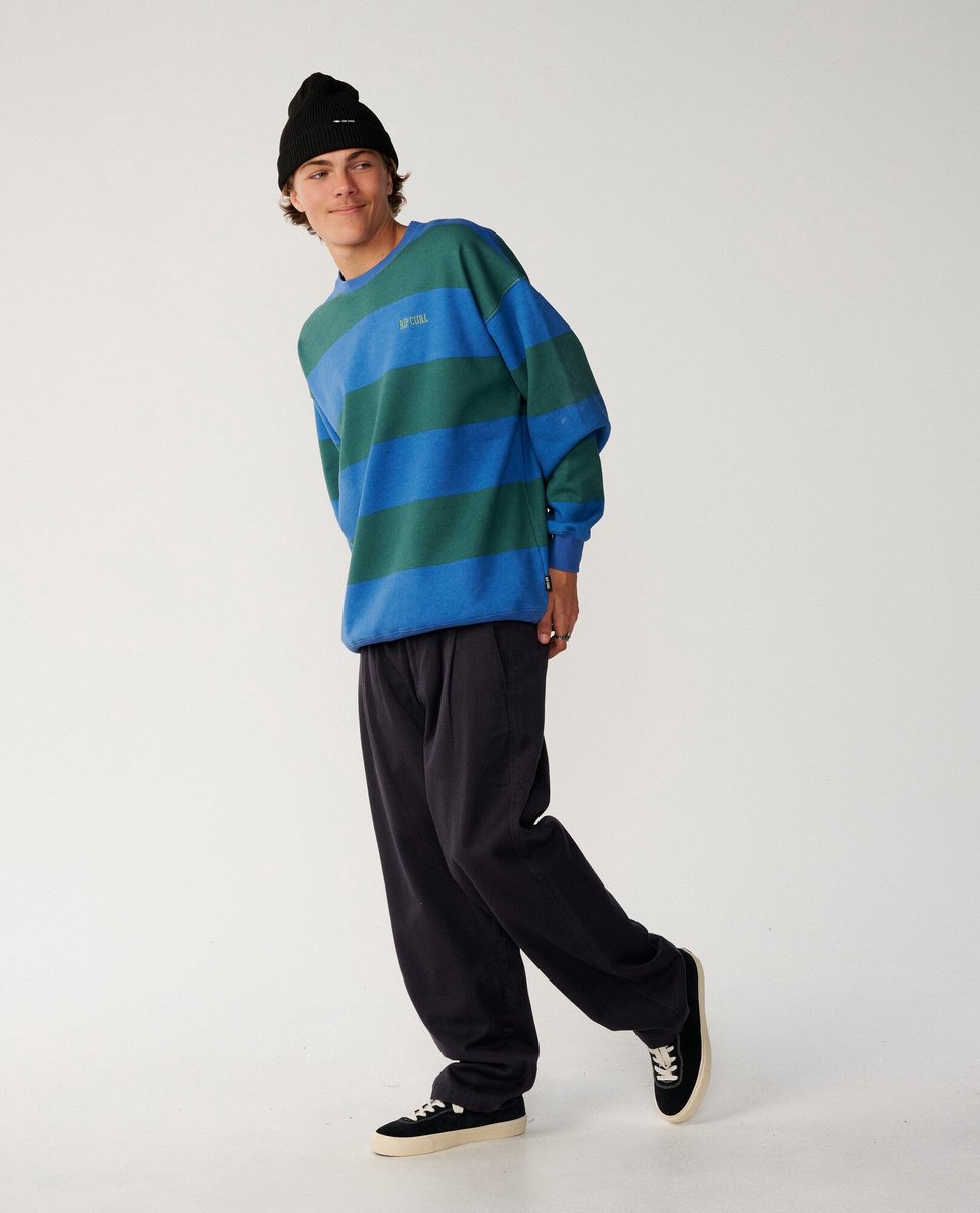 Rip Curl Disorder Stripe Crew Riverside Blauw