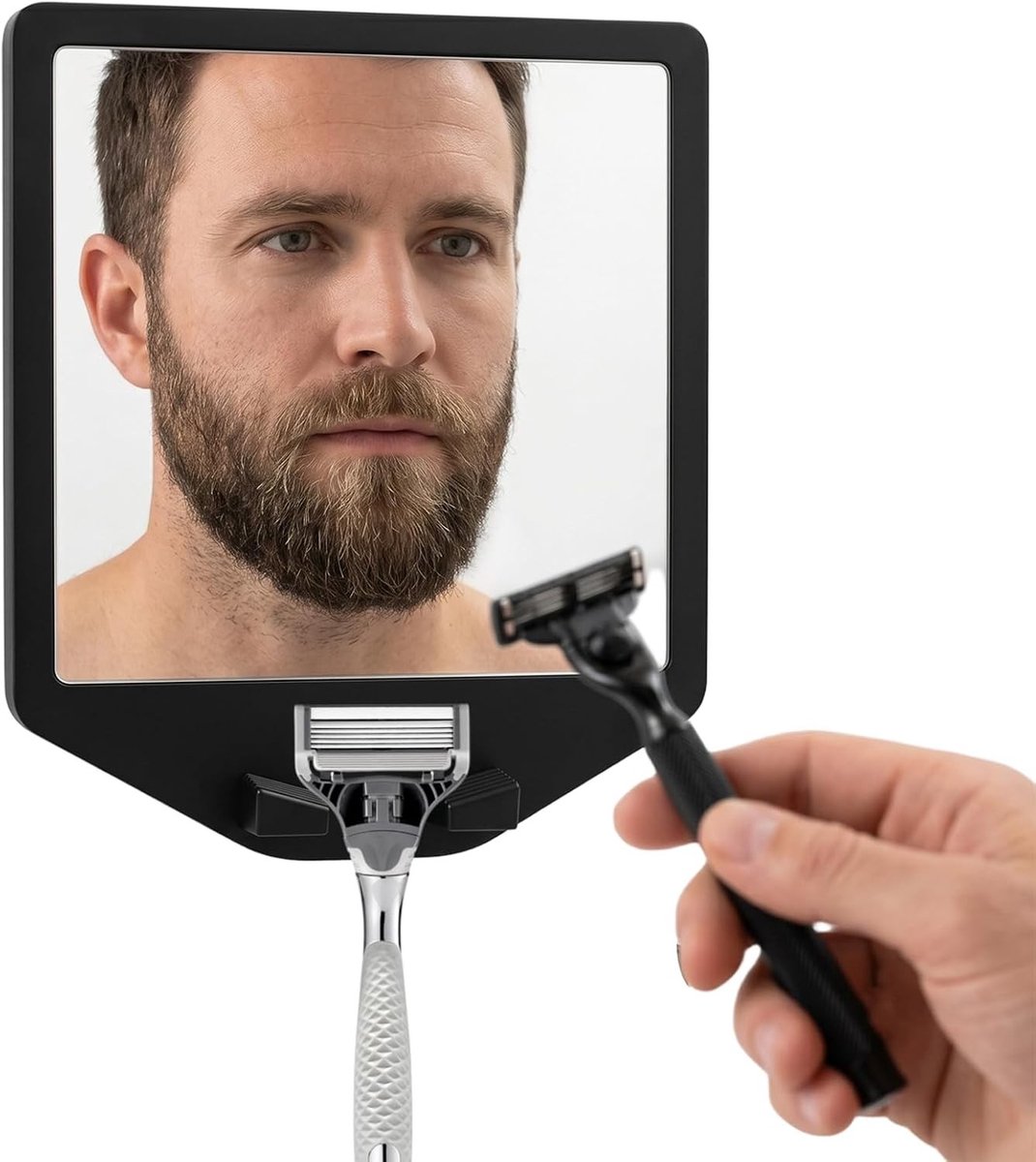 Douchespiegel met anti-condens, afneembare scheerspiegel voor badkamer, 17,5 x 14,5 cm, zonder boren, ideaal voor scheren en make-up