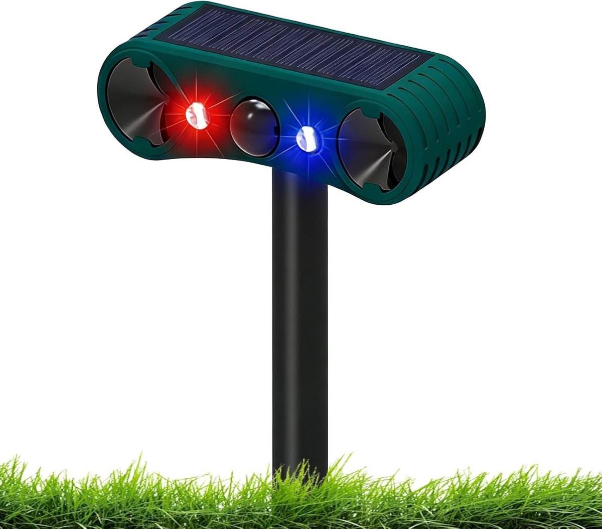 Ultrasone Kat Afschrikker voor de Tuin met Bewegingssensor en Flitslicht, Effectieve Dierenbestrijding voor Katten, Honden en Wilde Dieren