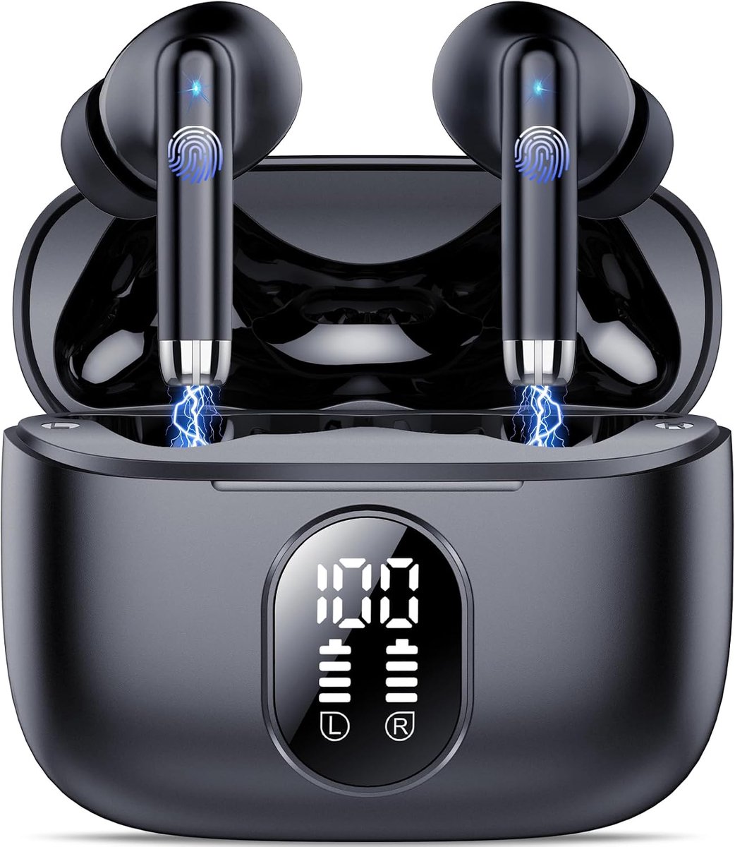 Thijox - Bluetooth 5.4 Hoofdtelefoon met 4 HD-microfoons en Ruisonderdrukking, Draadloze Hoofdtelefoon met 40 uur Speeltijd, IP7 Waterdicht, Voor iOS