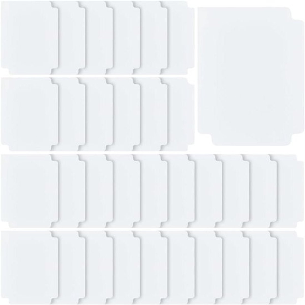 Plastic kaartscheiders - ruilkaartverdelers - wit - Sorteerpapier - Opbergdozen - Organizer - Deck Tray Verdeler - Handel - Honkbal spelen - 60 stuks - 9,4 cm x 7,1 cm - mat - Standaard - tab - Geschikt voor - Witte ruilkaartverdelers