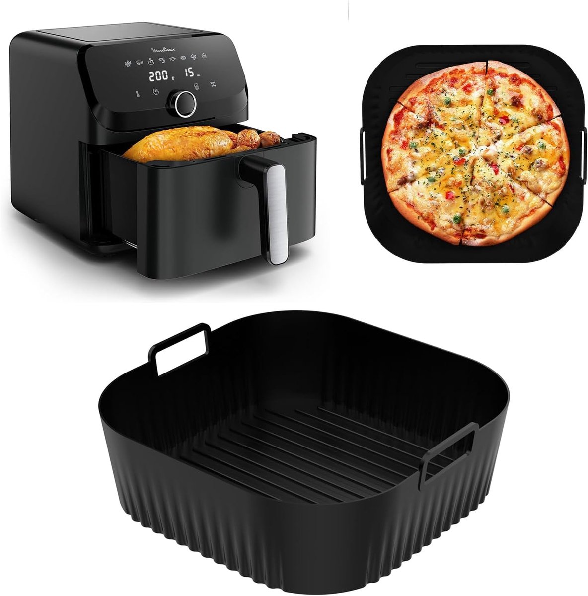 Thijox - Air Fryer Accessoires voor 7,5 L Luchtfriteuse, Siliconen Bakvormen voor Optimale Luchtcirculatie, Perfect voor Keuken, Feest en Gezonde Gere