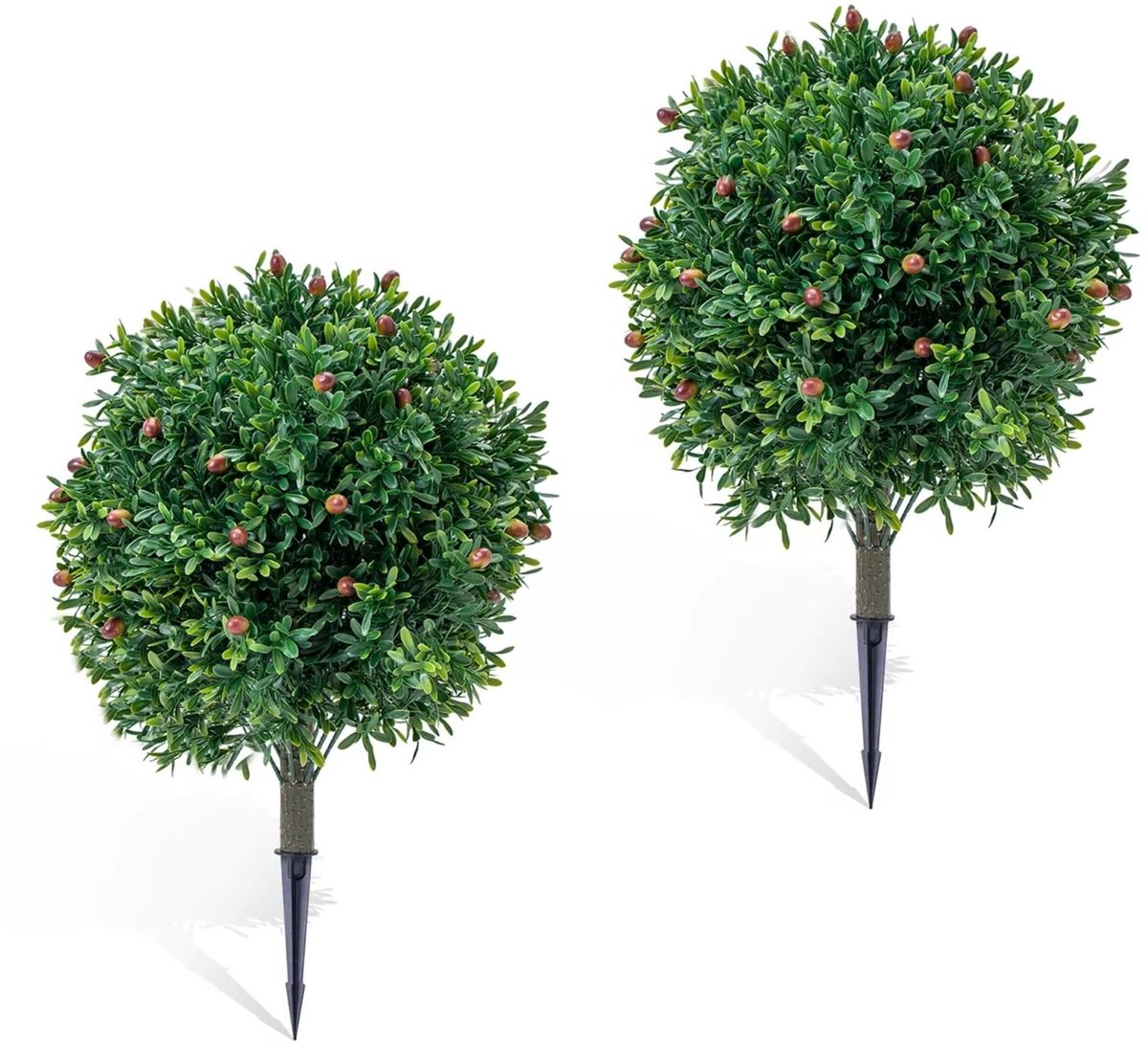 Set van 2 Kunst Olijfbomen 65cm - UV-Bestendig Realistisch design - voor tuin en buitenruimte - Groen Kunststof met Grondpinnen
